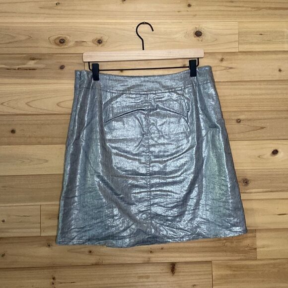 Eileen Fisher Size Small Linen Blend Metallic Skirt - Picture 4 of 8